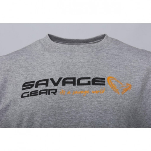 Tricou Savage Gear Signature Logo Grey Melange  5