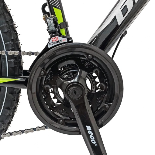 Bicicleta BR STORM 26", 21 viteze, frane pe disc, cadru otel 15", manete secventiale, negru/verde - Img 6