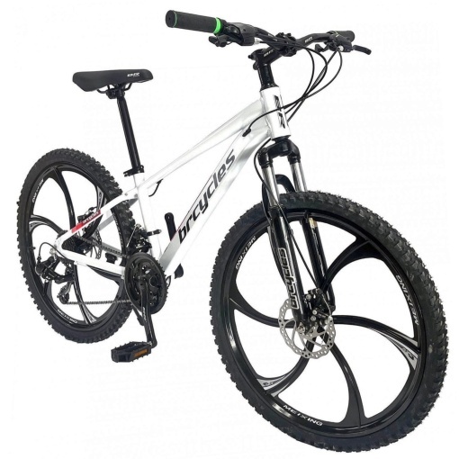 Bicicleta BR Tornado ProMG 24", jante MAGNEZIU, 21 viteze, frane pe disc, cadru din aluminiu 13", manete secventiale, alb - Img 2