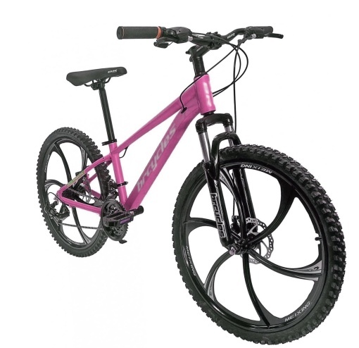 Bicicleta BR Tornado ProMG 24", jante MAGNEZIU, 21 viteze, frane pe disc, cadru din aluminiu 13", manete secventiale, roz - Img 2