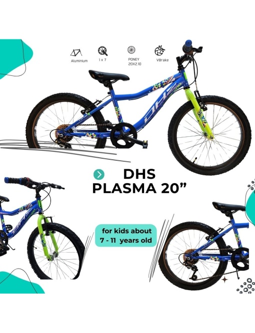 Bicicleta Copii DHS Plasma - 20 Inch, Albastru - Img 7