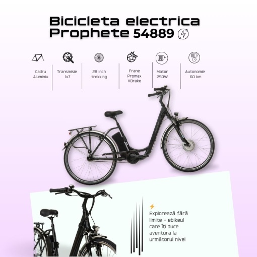Bicicleta Electrica Prophete 54889 - 28 inch, M, Negru - Img 4