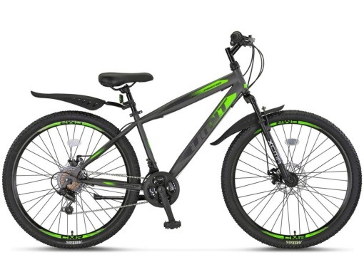 Bicicleta MTB-HT 27.5" UMIT Faster 2D, cadru otel 18", frane disc, 21 viteze, antracit/verde
