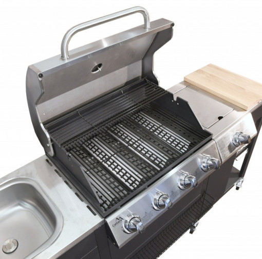 Bucatarie de exterior cu gratar pe gaz VICENZA, 4 arzatoare si arzator lateral, 2m x 0,6m - TT13060