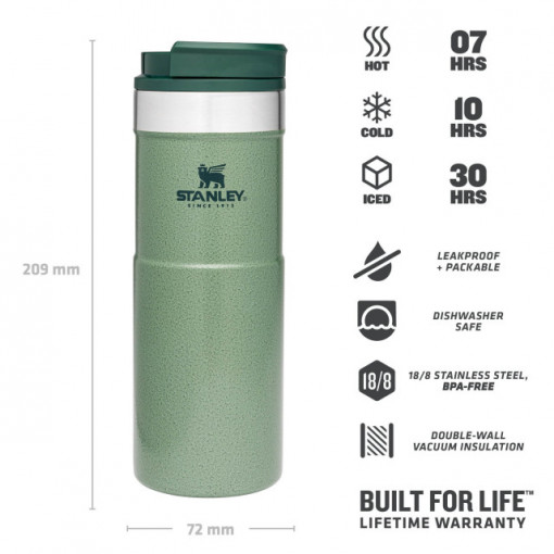 Cana Termoizolanta Stanley The NeverLeak Travel Mug Hammertone Green 0.47L - 10-09851-006 3