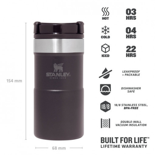 Cana Termoizolanta Stanley The NeverLeak™ Travel Mug Matte Black Pebble  0.25L - 10-09856-007 2