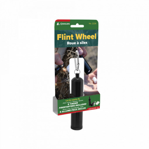 Capsula depozitare cu cremene si accesorii aprins foc Coghlans Flint Wheel - C2226
