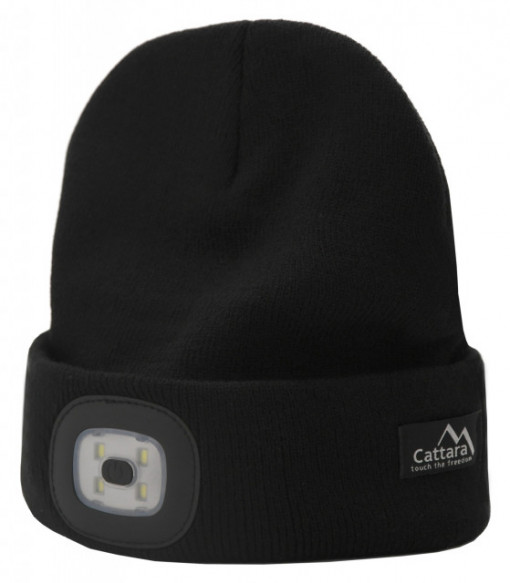Fes negru cu lanterna cu LED si incarcare usb Cattara TT14021 - Img 3