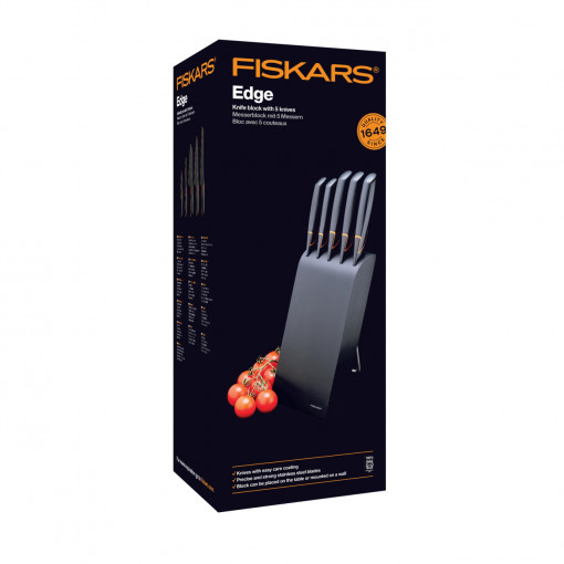 FISKARS Set 5 cutite + suport Fiskars Edge, otel inoxidabil, negru - 1003099 - Img 5