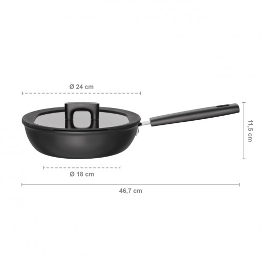 FISKARS Tigaie pentru sote cu capac Fiskars Hard Face, 24 cm, 2.2 L - 1052230 - Img 3