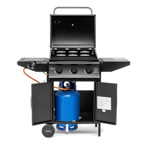 Gratar pe gaz cu 3 arzatoare din inox si arzator lateral Activa San Diego - 19689GD - Img 4