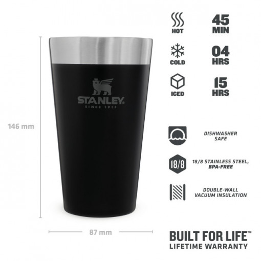 Halba Stanley The Stacking Beer Pint Matte Black Pebble  0.47L - 10-02282-058 3