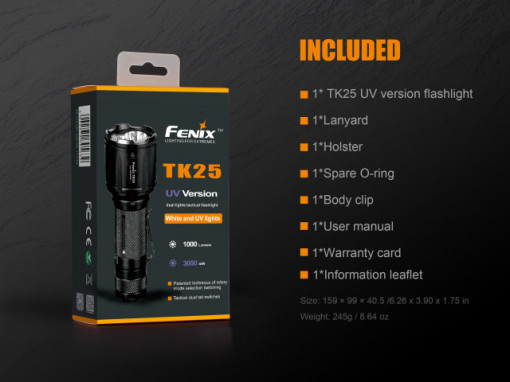 Lanterna Fenix TK25 - Versiune UV - 1000 lumeni 225 metri cutie