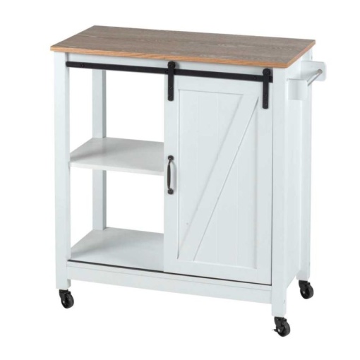 Mini bar alb cu 3 rafturi si usa, MDF si lemn, 80 x 88,5 x 40 cm, Wenko Country House - 54130100 - Img 2