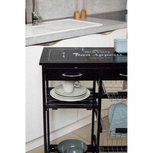 Mini bar, polite si sertare, negru, MDF, 67 x 86,5 x 35 cm Wenko Bon Appetit - 54128100 - Img 6