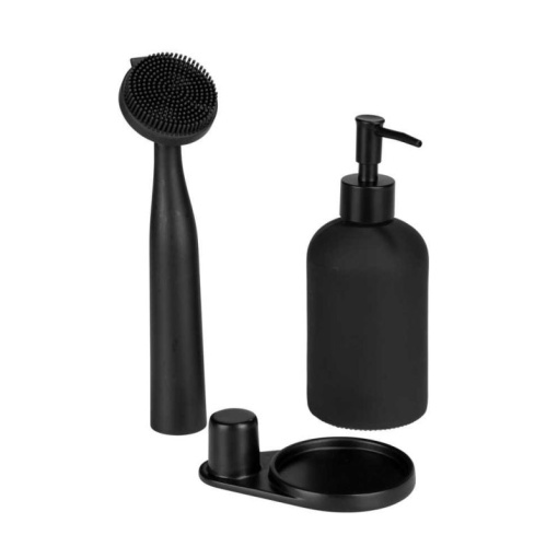 Set dispenser sapun lichid si perie pentru bucatarie Wenko Black Outdoor Kitchen Piedo - 55077100 - Img 2