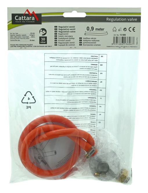 Set regulator de gaz 30mbar cu furtun 0.9m Cattara, EN16129 - TT13606 - Img 5