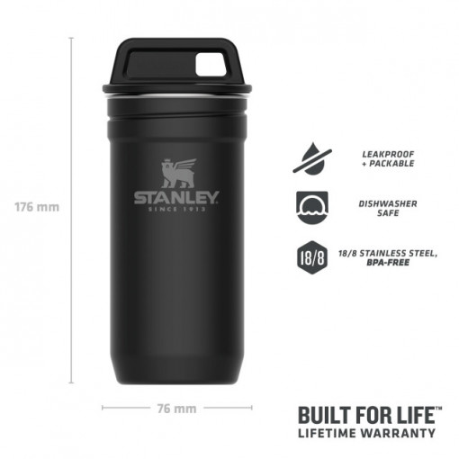 Set Stanley Butelca + 4 pahare Adventure The Nesting Shot Glass Set Matte Black Pebble - 10-01705-036 2
