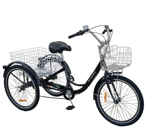 Tricicletă 24" pentru adulți BR CYCLES Pro2008-VB, cadru oțel 16", 7 viteze, frâne V-Brake/tambur, negru - Img 2