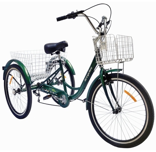 Tricicletă 24" pentru adulți BR CYCLES Pro2008-VB, cadru oțel 16", 7 viteze, frâne V-Brake/tambur, verde kaki - Img 17