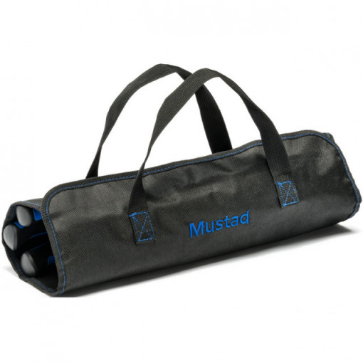 Trusa pentru filetat Mustad, 3 cutite+plansa+ascutitor - M.MT096 husa lateral