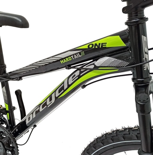 Bicicleta BR STORM 24", 21 viteze, frane pe disc, cadru otel 14", manete secventiale, negru/verde - Img 2