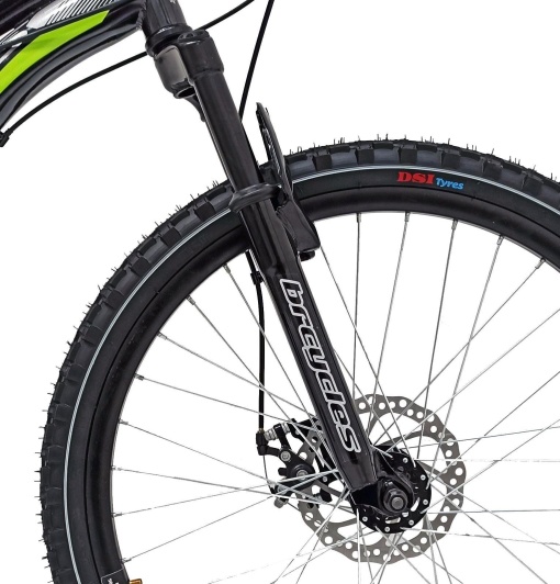 Bicicleta BR STORM 24", 21 viteze, frane pe disc, cadru otel 14", manete secventiale, negru/verde - Img 12