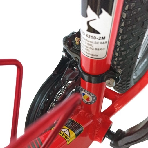 Bicicleta BR Tornado ProMG 24", jante MAGNEZIU, 21 viteze, frane pe disc, cadru din aluminiu 13", manete secventiale, rosu - Img 14