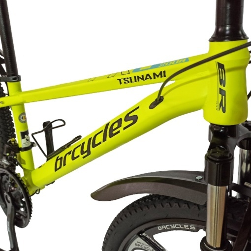 Bicicleta BR Tsunami ProMG 24", cadru otel 13", jante magneziu, manete secventiale, frane disc, 21 viteze, fluo - Img 14