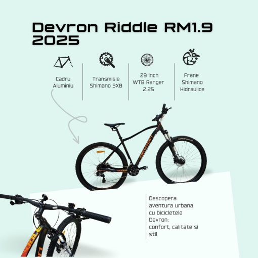 Bicicleta Mtb Devron Riddle RM1.9 2025 - 29 Inch, L, Negru - Img 3