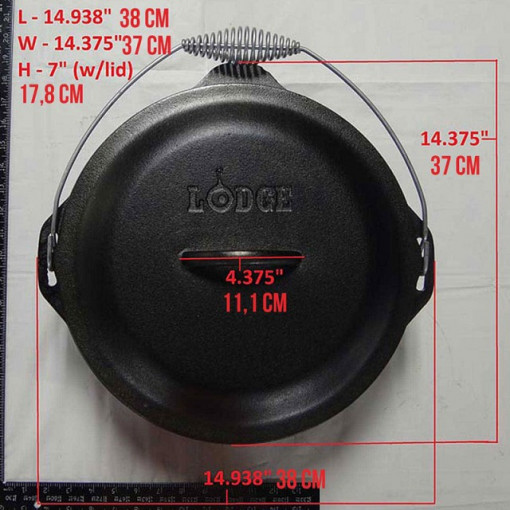 Ceaun din fonta cu capac - cuptor olandez Lodge 33 cm 8,5 litri - L-12DO3 3