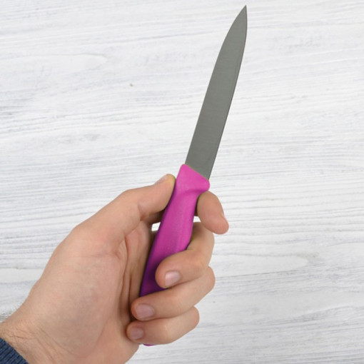 Cutit Victorinox pentru decojit, lama 10cm - 6.7706.L115 proportii in mana