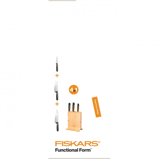 FISKARS Suport din bambus pentru 3 cutite Fiskars Functional Form - 1057553 - Img 3