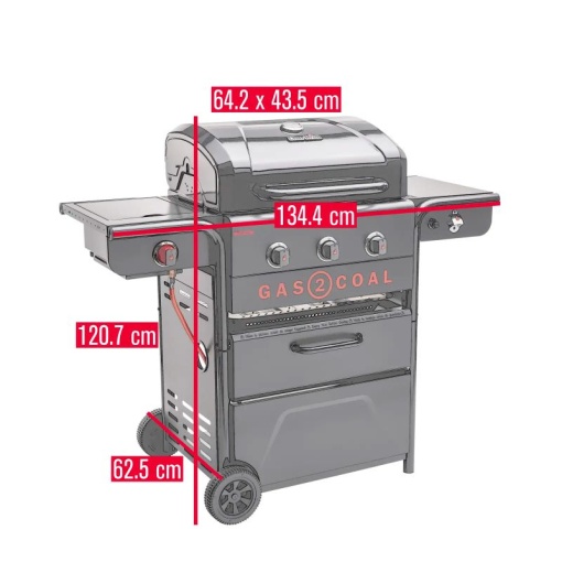 Gratar pe gaz si carbuni hibrid Char-Broil Gas2Coal 2.0 330 Special Edition, plita si sear burner - 140994 - Img 6