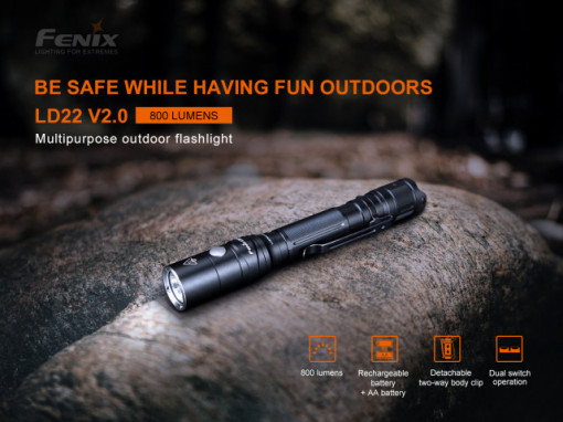 Lanternă EDC 800 Lumeni 214 metri Fenix LD22 V2.0 - ADV-460-001 - Img 2