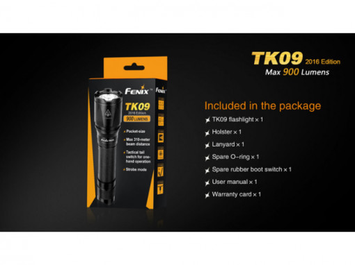 Lanterna Fenix TK09 - Editie 2016 - 900 lumeni 310 metri pachet