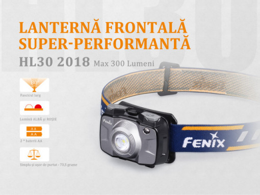 Lanterna frontala Fenix HL30 300 lumeni 50 metri