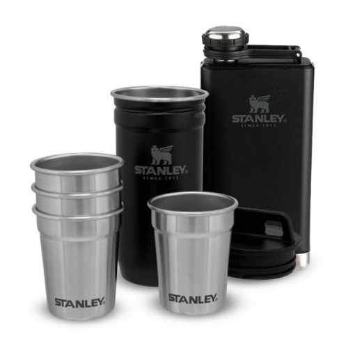Set Stanley Butelca +4 pahare The Pre-Party Shotglass + Flask Matte Black Pebble - 10-01883-035 2