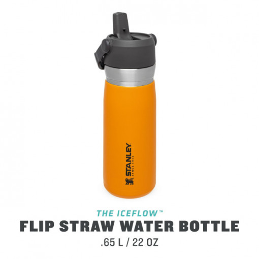 Sticla Apa Stanley The IceFlow™ Flip Straw Water Bottle Saffron 0.65L - 10-09697-010
