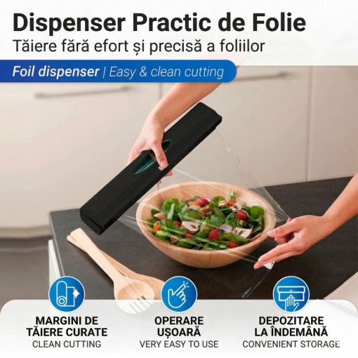 Suport din plastic pentru folie alimentara de aluminiu, negru, 38x7 cm, Wenko Black Outdoor Kitchen - 55029100 - Img 9