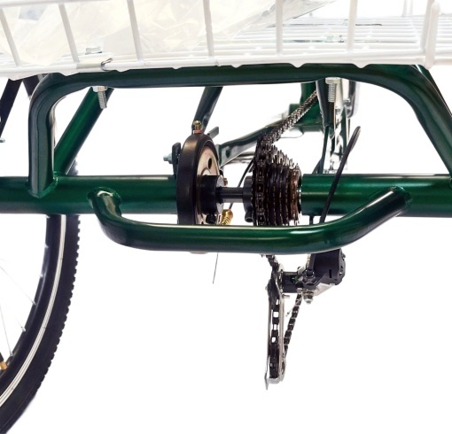 Tricicletă 24" pentru adulți BR CYCLES Pro2008-VB, cadru oțel 16", 7 viteze, frâne V-Brake/tambur, verde kaki - Img 8
