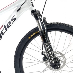 Bicicleta BR Tornado 24", 21 viteze, frane pe disc, cadru din aluminiu 13", manete secventiale, alb/rosu - Img 3