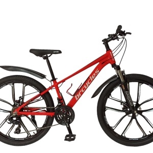 Bicicleta BR Tornado ProMG 24", jante MAGNEZIU, 21 viteze, frane pe disc, cadru din aluminiu 13", manete secventiale, rosu