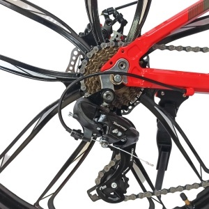 Bicicleta BR Tornado ProMG 24", jante MAGNEZIU, 21 viteze, frane pe disc, cadru din aluminiu 13", manete secventiale, rosu - Img 11