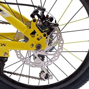 Bicicleta copii BR Tornado 20", cadru aluminiu 12", manete revoshift, frane disc, 7 viteze, galben, varsta 7-10 ani - Img 5
