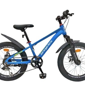 Bicicleta copii BR Tornado 20", cadru aluminiu 12", manete revoshift, frane disc, 7 viteze, albastru, varsta 7-10 ani