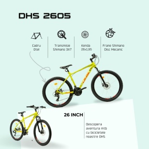 Bicicleta Mtb Dhs 2605 - 26 inch, M, Verde - Img 4