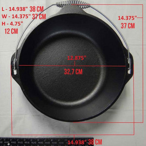 Ceaun din fonta cu capac - cuptor olandez Lodge 33 cm 8,5 litri - L-12DO3 5