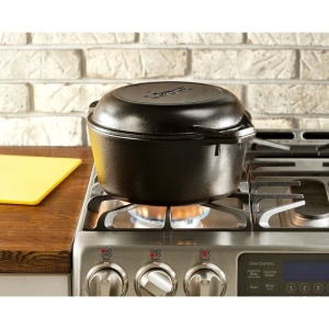 Ceaun din fonta cu capac tip tigaie - cuptor olandez Lodge 25,4 cm 4,7 litri - L-8DD3 - Img 4