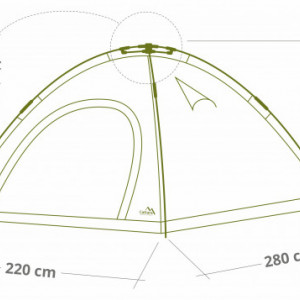Cort 3-4 persoane Budva Cattara cu bete preatasate, sistem rapid de asamblare 280x220x140cm 3000mm - TT13361 - Img 3
